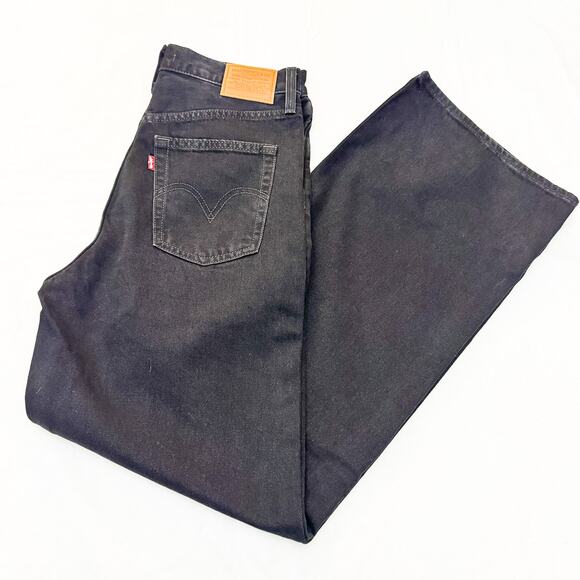 Levi's Ribcage Wide Leg Black Zip Fly Denim Jeans Size 28 x 32 100% Cotton - Picture 8 of 8